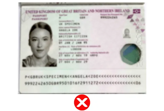UK ETA Passfoto abgelehnt — unscharf