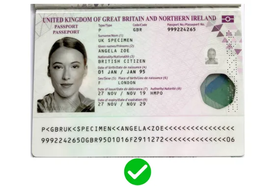 UK ETA Passfoto akzeptiert — vollständig gerahmt