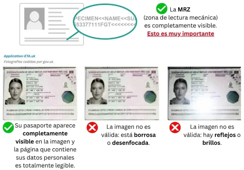 Foto de pasaporte para UK ETA aceptada — bien encuadrada, todas las esquinas visibles